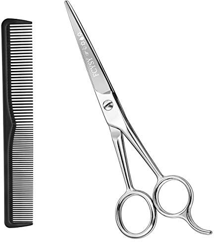 Hairdressing Scissors Hair Cutting Shears, Fcysy 6 Inches Haircut Hair Dressing Scissors and Comb Sets, Hairdresser Beard Shears Barber Accessories for Men Women