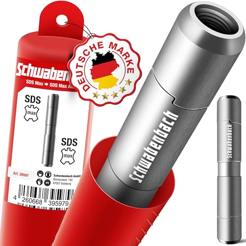 SCHWABENBACH® SDS Max auf SDS Max Adapter - Sds Max Verlängerung - Adapterstück zur benutzung von Beton Bohrer oder Meißel - Premium Qualität - Bohrfutter Hammerbohrer
