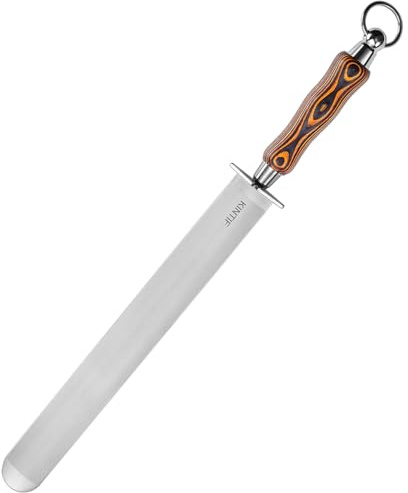 KINTIF Honing Steel 12 inch Flat Honing Rod Heavy-Duty Sharpening Steel, Fine Cut, High hardness, Ideal For Butcher Knives and Chef Knives, Knife Sharpeners
