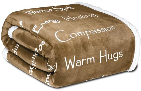 WOLF CREEK BLANKET - Compassion Blanket (Brand)- Strength Courage Super Soft Warm Hugs, Get Well Gift Blanket Plush Healing Thoughts Positive Energy Love & Hope (Camel, 50 x 65 Sherpa)
