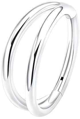 Decentraland 1 anneau double en acier inoxydable 316L de 16 g - Diamètre : 8 mm - Avec charnière - Pour nez, cartilage, septum, daith, tragus, segment - Clicker, 1.2mm(16G),D-10mm, Acier inoxydable,