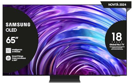 Samsung TV QE65S95DATXZT OLED 4K, Smart TV 65 Processore NQ4 AI Gen2, Infinity One, DVBT-2, Q-Symphony & Dolby Atmos, compatibile con Bixby, Alexa e Google Assistant, Graphite Black 2024