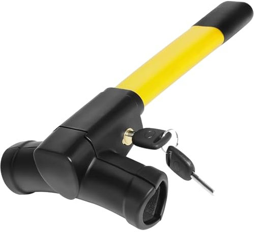 Steering Wheel Lock with 2 Keys,T Type Bar Steering Wheel Lock High Visibility Car Lock Cut Resistant Anti-Theft Device Universal Steering Wheel to Seat Belt Lock for Cars SUV Van Golf Cart Truck