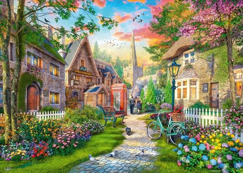 Ravensburger - Church Lane - 1000 Piece Jigsaw Puzzle - Charming English Village Church - Bright, Peaceful Imagery - Frameable - Premium Quality - Puzzles for Adults