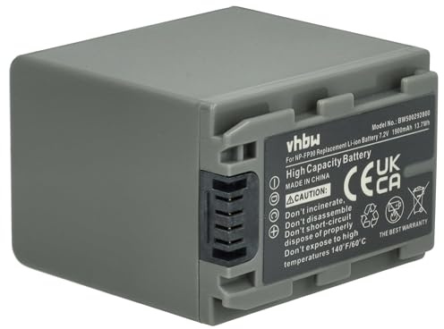 vhbw 1x batteria sostituisce Sony NP-FP60, NP-FP51, NP-FP50, NP-FP30, NP-FP71, NP-FP70 per videocamera camcorder (1900mAh, 7,2V, Li-Ion)