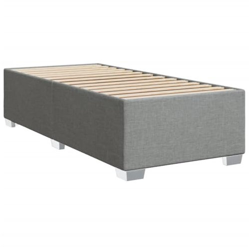 vidaXL Bettgestell, Bett mit Bettfüße Lattenrost, Polsterbett für Schlafzimmer, Einzelbett Bettrahmen, Modern, Hellgrau 90x200cm Stoff