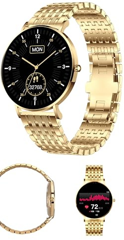 XCOAST SMARTWATCH SIONA 2 Elegance Citrin Gold – Damen Smartwatch Klein, AMOLED Touchscreen, 24/7 Puls, Schlafmonitor, 21+ Sportmodi, Schrittzähler, Wasserdicht, für iOS & Android