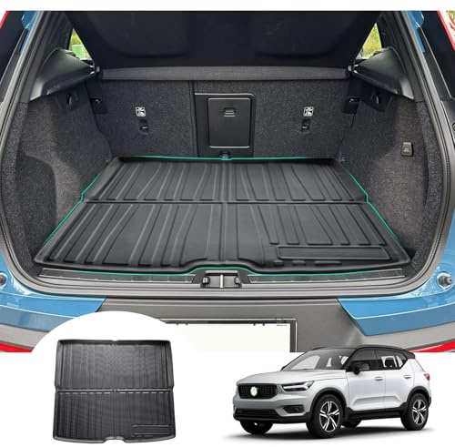 GAFAT Volvo XC40 C40 Recharge 2018–2024 2025 bagagerumsmatta, lätt att vika, TPE allvädersbagagerumsmatta för Volvo XC40 2023, original 3D-skanning hög kant multifunktion mattor