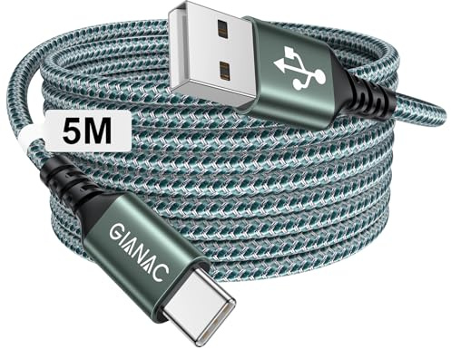 GIANAC Cavo USB Type-C 5M, Cavo USB C Lungo Cavo di ricarica USB C Tipo C 3.1A cavo di ricarica e cavo dati USB C per Galaxy S22 S21 S20 S10,Huawei P9 P20 P10 P30, Xiaomi,Sony,OnePlus