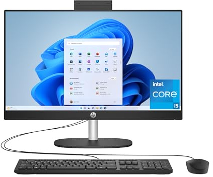 HP 24 inch All-in-One Desktop PC, FHD Display, Intel Core i5-1334U, 8 GB RAM, 256 GB SSD, Intel UHD Graphics, Windows 11 Home, Jet Black, 24-cr0320 (2024)