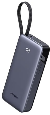 UGREEN Nexode Banco Energía 20000mAh de 45W con Cable USB C Integrado, Power Bank PD 3.0 de Carga Rápida Compatible con iPhone 17 Pro MAX Air, Galaxy S25 Ultra, S24, S23, MacBook Pro, Air y iPad.