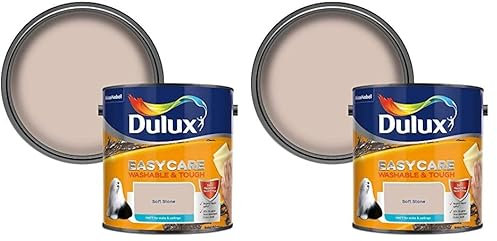 Dulux Easycare Washable & Tough Matt Emulsion Paint For Walls And Ceilings - Soft Stone 2.5 Litres (Pack of 2)
