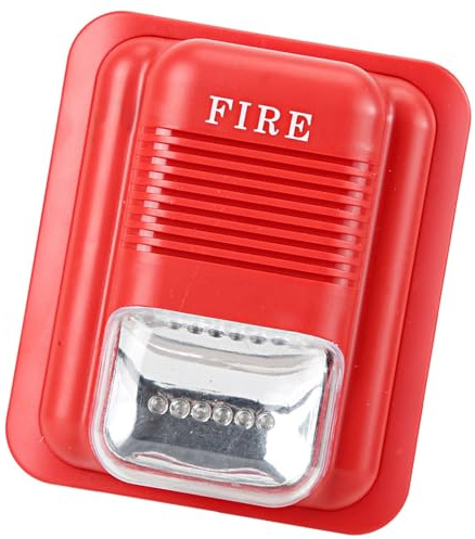 Wakects Detector de Humo, Sonido de Alarma de Incendio y Sirena de Luz con 3 Tonos, 105dB, 6 LED, Detectores de Incendios para el Hogar, DC12V/24 V, para Escapar del Fuego