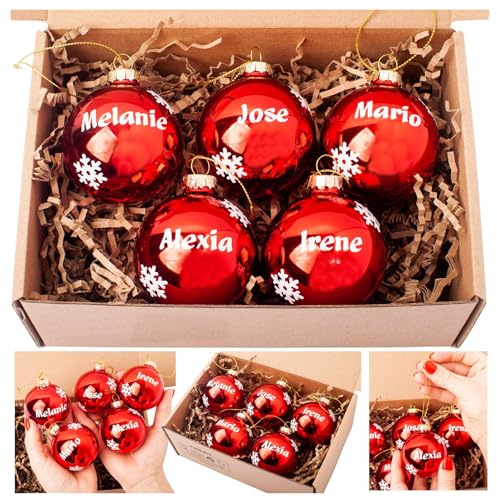 Olesea Bolas de Navidad Personalizadas Glossy– Adornos para Árbol | Decoración Navideña Elegante | con Nombre | Natal Decoração – Natal | Navidad Empresas
