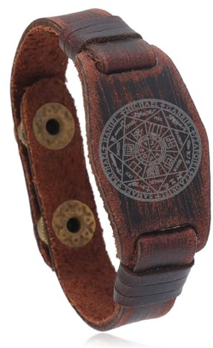 Seal of The Seven Archangels Bracelet for Men,Adjust Antique Leather King Solomon Bracelets 72 Names of God Cuff Bangle Spiritual Protection Talisman Gift for Dad,Husband,BF,Son