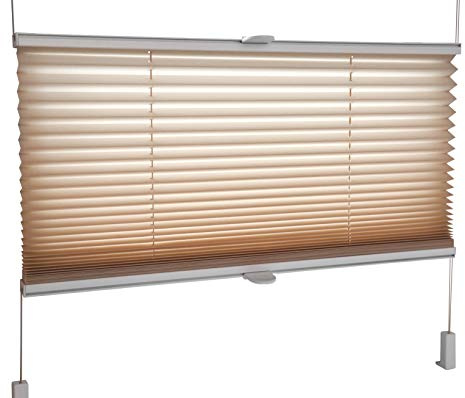 Tropik Home Pleated Blinds 18 Width Sizes, 6 Colours Easy Fit Install Plisse Conservatory Blinds, Sand, 120cm Wide by 150cm Drop