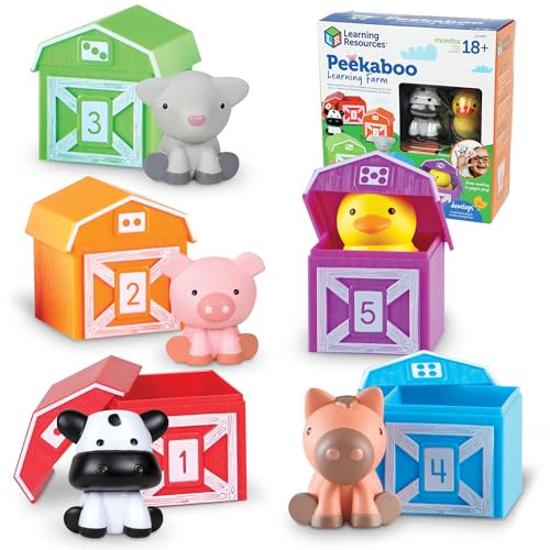Learning Resources Fattoria Peekaboo, 18+ Mesi, Gioco Educativo con Fienili Numerati, Animali da Indossare e Sviluppo Motricità Fine