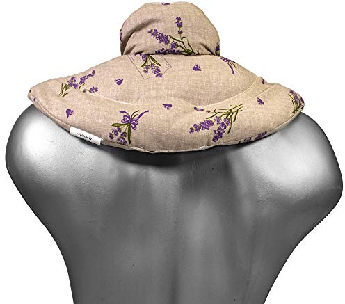 Coussin de nuque avec col montant - champêtre romantique - Coussin aux grains d'épeautre - Coussin épaules et cou - Coussin chauffant - chaud ou froid - Coussin Nuque