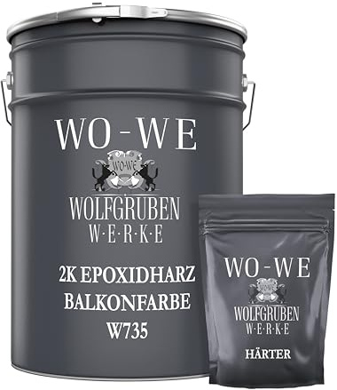 WO-WE Vernice EPOSSIDICA Impermeabilizzazione per TERRAZZA pavimento in calcestruzzo - Grigio argento 5kg