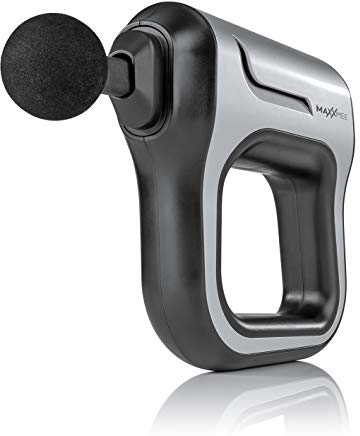 MAXXMEE Intensiv-Massagegerät | Leistungsstarke Massagepistole mit 360°Rundumgriff für intensive Nacken-, Schulter- und Rückenmassage | 4 Aufsätze und 3 Geschwindigkeitsstufen [grau/schwarz]