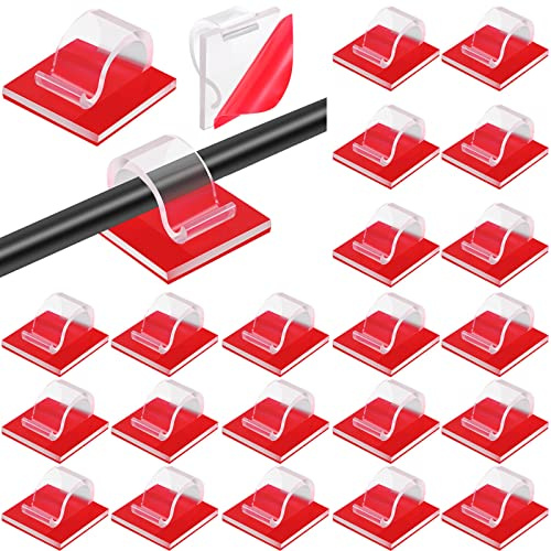 Namalu 60 Clips Adhesivos para Cables Soportes de Cable Autoadhesivos de Ganchos Mini Clips de Cable de Exterior de Luz para Casa Oficina Coche Escritorio Luz de Cadena Exterior (Transparente, S)