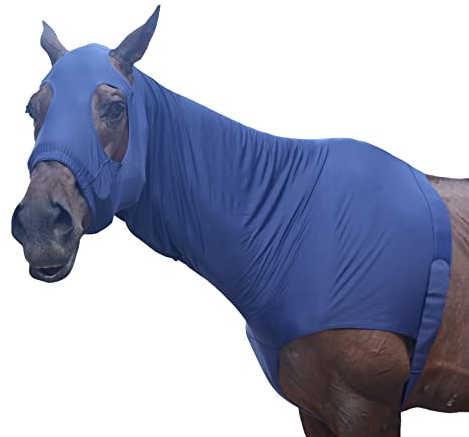 Gallopoff Horse Slinky Hood with Zipper, Stretch Spandex Sleazy Hood for Mane Protection, Breathable Horse Neck Cover for Show Prep, Braids Saver, Sleek Grooming Under Blanket Use Navy X-Large