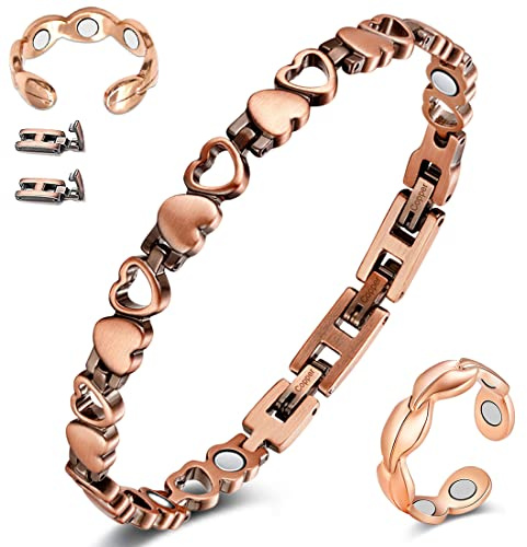 Cigmag Copper Magnetic Bracelets for Women Strong Magnet Real Pure Copper | Adjustable Cooper Bracelet, with Sizing Tool & Present Box