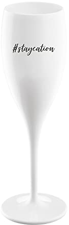 Koziol Sektglas 100 ml mit Druck CHEERS No. 1 STAYCATION Stielglas aus Kunststoff