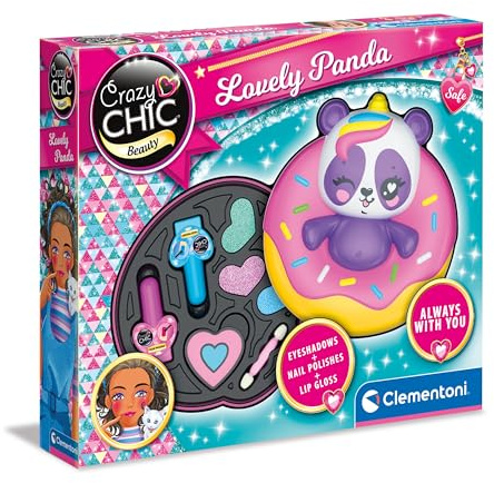 Clementoni Make-Up - Crazy Chic - Lovely Makeup Panda - Children Make Up Sets, Cosmetics For Teenager, Make Up For Girls Age 6, Creative Gift For Girls, Washable, 18821
