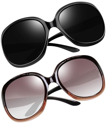 Joopin 2 Pack Polarizadas Gafas de Sol Mujer Grandes Modernas Elegantes