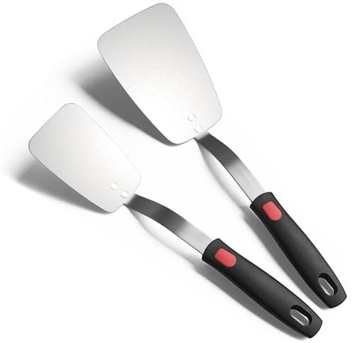 Stainless Steel Flexible Spatula, Thin Metal Turner Set, 2Pack(S+XL) Solid