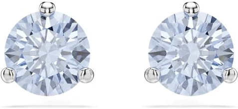Swarovski Solitaire Ohrstecker, Rundschliff, Blau, Rhodiniert