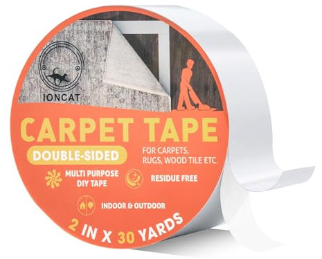 IONCAT Double Sided Carpet Tape Heavy Duty, Tape for Carpet Extra Strong, Rug Gripper for Carpets and Rugs, Gripper Rug Tape Cloth for Hardwood and Vinyl Floors, Removable, 2 Inches x 30 Yards