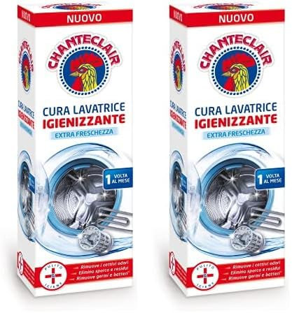Chanteclair - Cura Lavatrice Igienizzante, Extra Freschezza, Elimina Sporco, Calcare e Cattivi Odori - 250 ml (Confezione da 2)