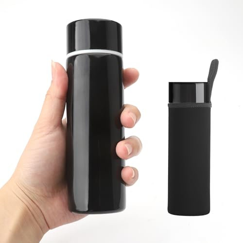 Gourde en acier inoxydable - 150 ml - Petite capacité - Mini bouteille isotherme et anti-fuite - Pour boissons chaudes et froides - Pour l'extérieur, le travail, l'école - Noir
