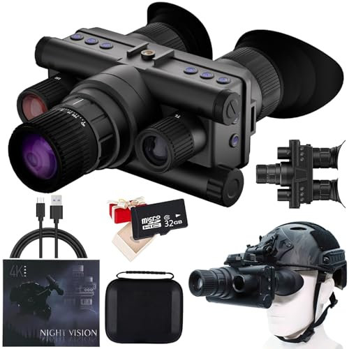 BraveKing 4K Nachtsichtgerät für Kopfmontage Wiederaufladbar 8X Zoom 600M Sichtweite 4K-Videoaufzeichnung Infrarot-Nachtsichtbrille Jagdfernglas für Erwachsene Freihändiges NGV mit Taktischem Licht