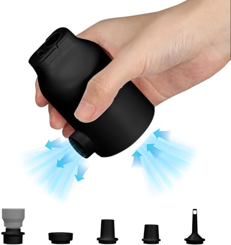 Qivine Pompa elettrica 1800mAH Gonfiatore Elettrico con Luce Gonfiatore Materasso Gonfiabile Portatile con 5 Ugelli di Aria Protezione contro il Surriscaldamento per Gonfiatore Boa Materasso Piscina