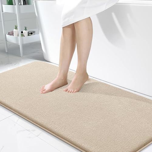 Homaxy Tappeto da bagno in memory foam, morbido, antiscivolo, lavabile, spesso, assorbente, per il bagno, per il bagno, 60 x 120 cm, beige