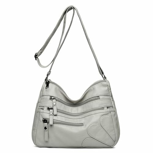 CMZYBBD Handtasche Damen Weiche Leder -umhängetasche Von Frauen - Große Kapazität Crossbody -Tasche Für Pendeln, Arbeit Und Einkaufen-hellgrau