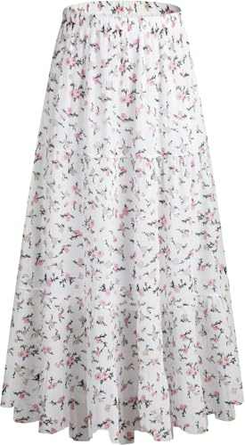 Genfien Dam kjolar elastisk hög midja maxi chiffongkjolar för kvinnor med foder sommar vintage lång elegant A-linje strandkjol