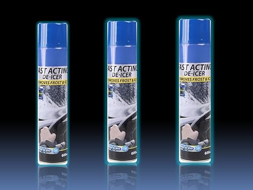 Super Fast-Acting De-Icer Spray 600ml – Pack of 3 | Heavy-Duty Ice Remover for Cars | Rapid Frost Melting Formula for Windscreens & Windows