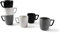 Excelsa Eclipse Set 6 Tazze Mug, Ceramica, Bianco, Nero, Grigio, 230 ml, 6 unità