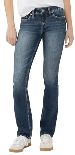 Silver Jeans Co. Suki Mid Rise Curvy Fit Slim Bootcut Jeans, Vintage Dark Wash, 29W x 31L Femme