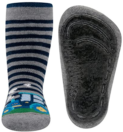 EWERS stopper socks tractor, socks with non-slip sole for boys, non-slip socks with rubber sole, 1 pair of non-slip children's socks for boys, size EU 18-19