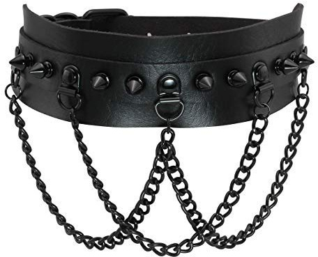 MANFFNEE PU Leder Kette Kragen Halskette Punk Goth Niete Kragen Halskette für Männer Frauen