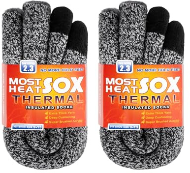 Chalier Thermal Socks for Men Thick Insulated Heated Winter Socks, Black G