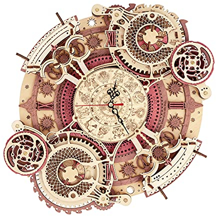 ROKR Wanduhr 3D Holzpuzzle Erwachsene Sternzeichen Uhr Schreibtischdekoration Geschenk für Männer Frauen(LC601)
