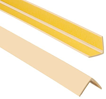 ProfiPVC Perfil angular de PVC 25x25mm, 165cm - ángulo pvc, autoadhesivo listón de plástico, protección de esquinas y bordes, esquina de gomma para cantos - cantonera protector, Crema