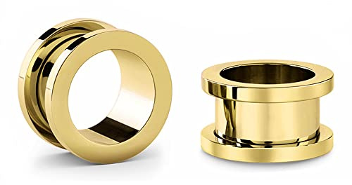 Jewel Barrel Pair Flesh Tunnels 2pcs Ear Stretcher Expanders Double Flared Screw Fit Piercing Surgical Steel 1.6mm - 20mm Silver Black Rose Gold Rainbow Blue