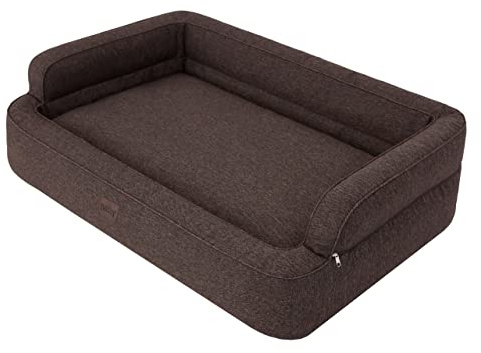 DOGGY Hundebett, Katzenbett, Hundesofa, Abnehmbar Bezug, Hundekorb, Hundekissen, Möbel für Tiere, Hundeliege, Schlafplätze, XXL: 117x79 cm, Braun